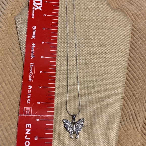 Butterfly pendant, silver tone with rhinestones. Good condition. - Picture 5 of 5